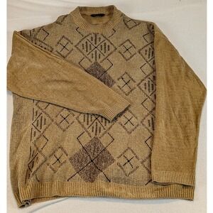 Men's Tan Geometric Crewneck Sweater